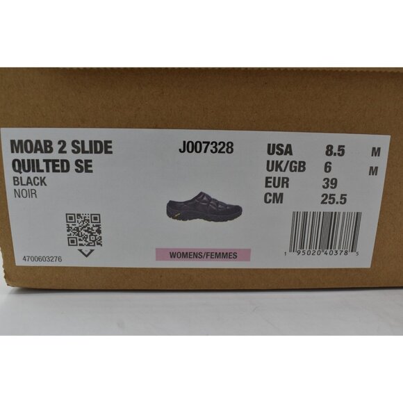 Merrell Women 8.5 MOAB 2 Slide Quilted SE Slip On Black Vibram Sole Shoes Mules - Picture 13 of 13